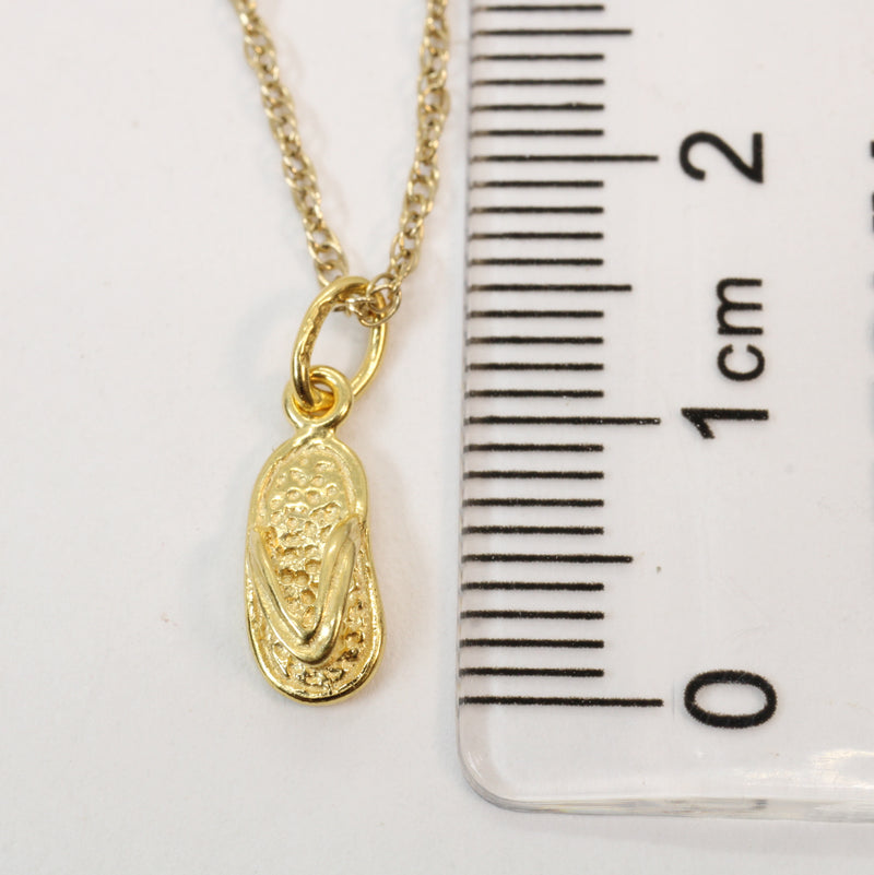 Gold Tiny Size Flip Flop Sandal Necklace made in 14kt gold vermeil for child