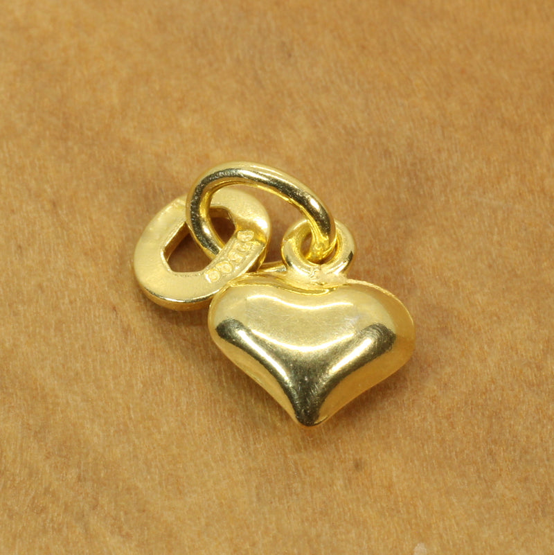 Tiny Gold Puffed Heart Necklace for her made in 14kt gold vermeil