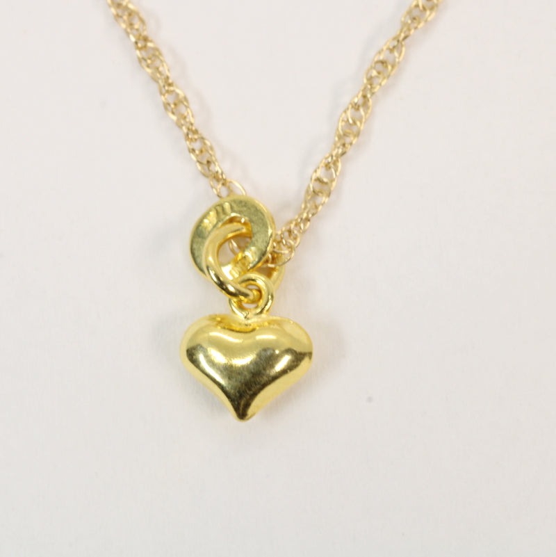 Tiny Gold Puffed Heart Necklace for her made in 14kt gold vermeil