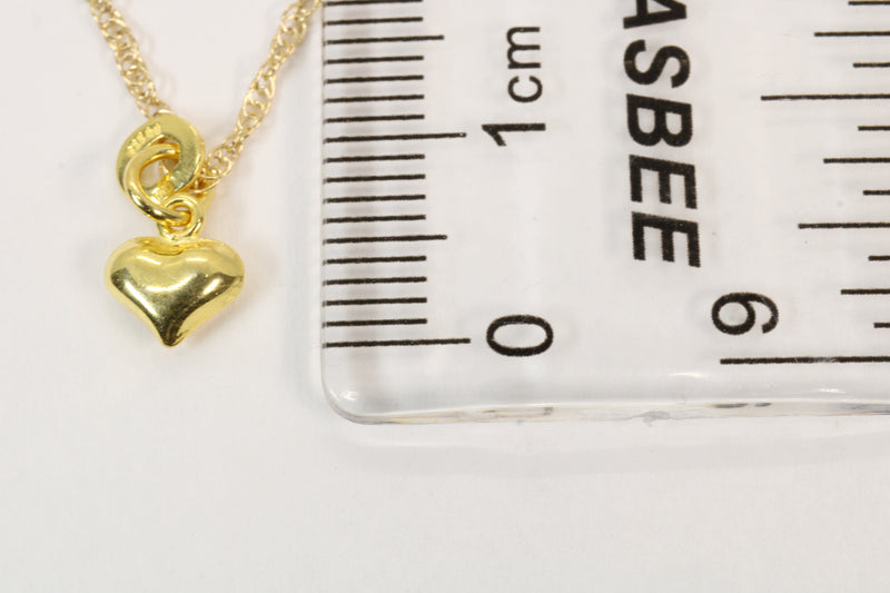 Tiny Gold Puffed Heart Necklace for her made in 14kt gold vermeil