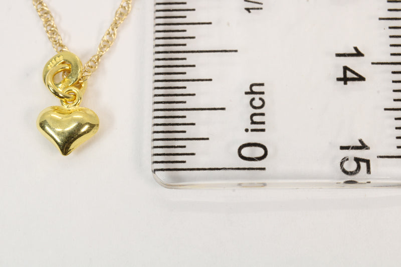 Tiny Gold Puffed Heart Necklace for her made in 14kt gold vermeil