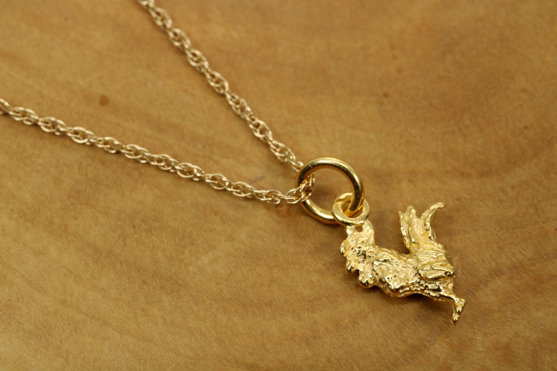 Gold Rooster Necklace or charm made in 14kt gold vermeil in tiny size