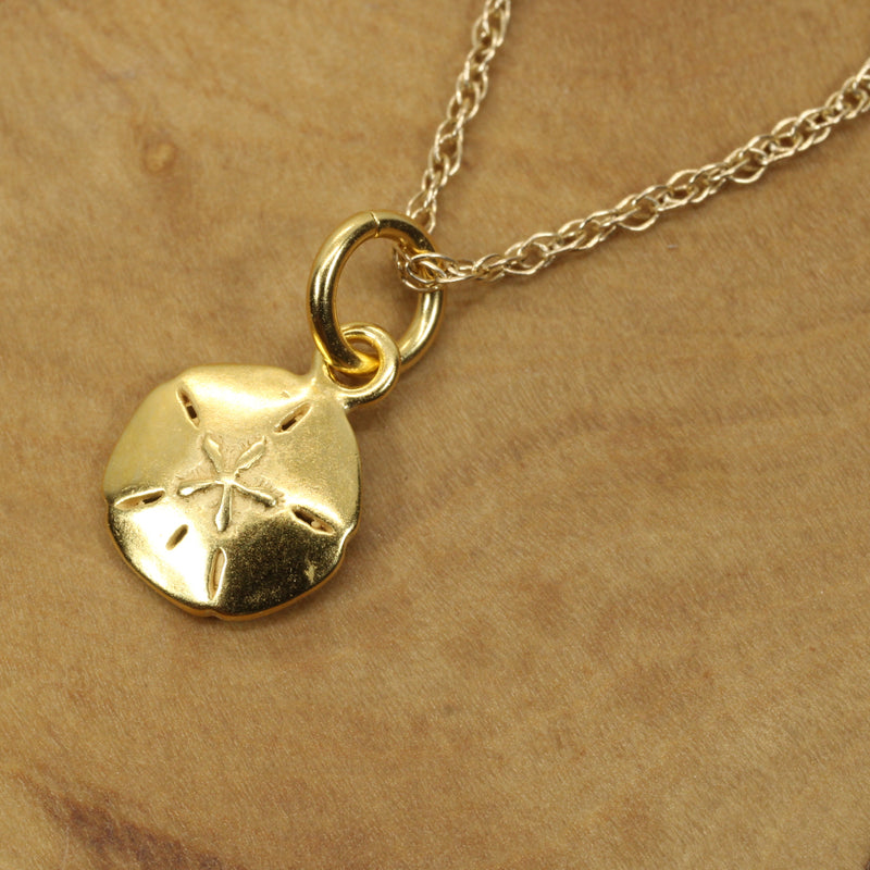 Tiny Gold Sand Dollar Necklace or charm for her made in 14kt gold vermeil (Copy)