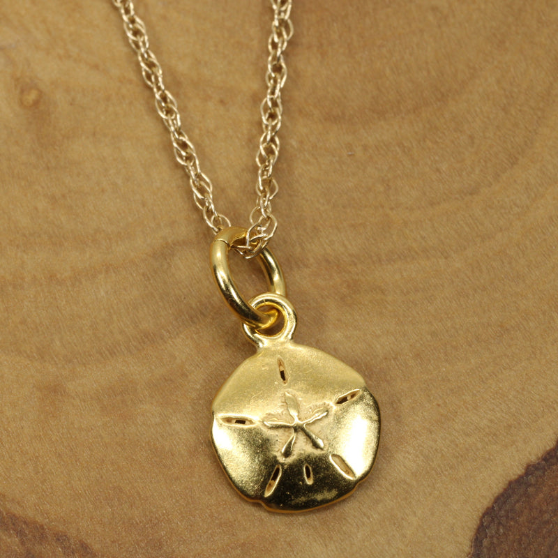 Tiny Gold Sand Dollar Necklace or charm for her made in 14kt gold vermeil (Copy)