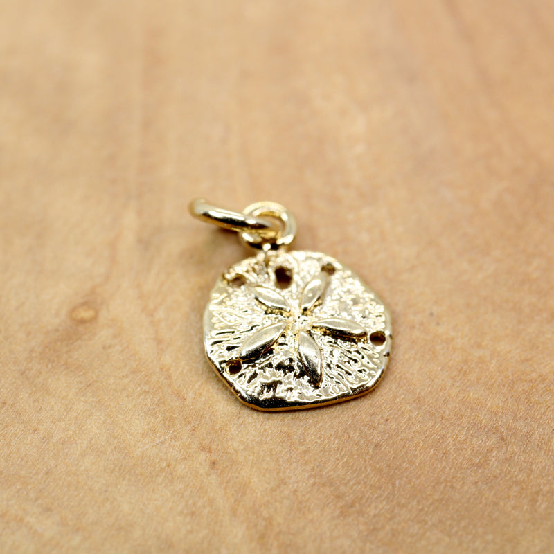 Tiny Gold Sand Dollar Necklace or charm for her made in 14kt gold vermeil