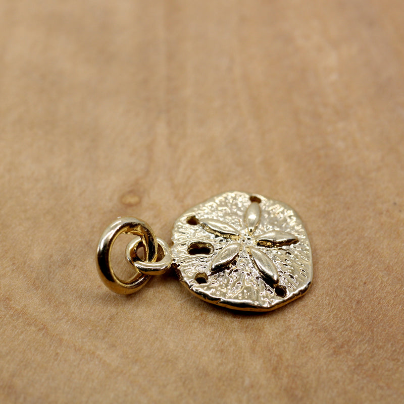 Tiny Gold Sand Dollar Necklace or charm for her made in 14kt gold vermeil