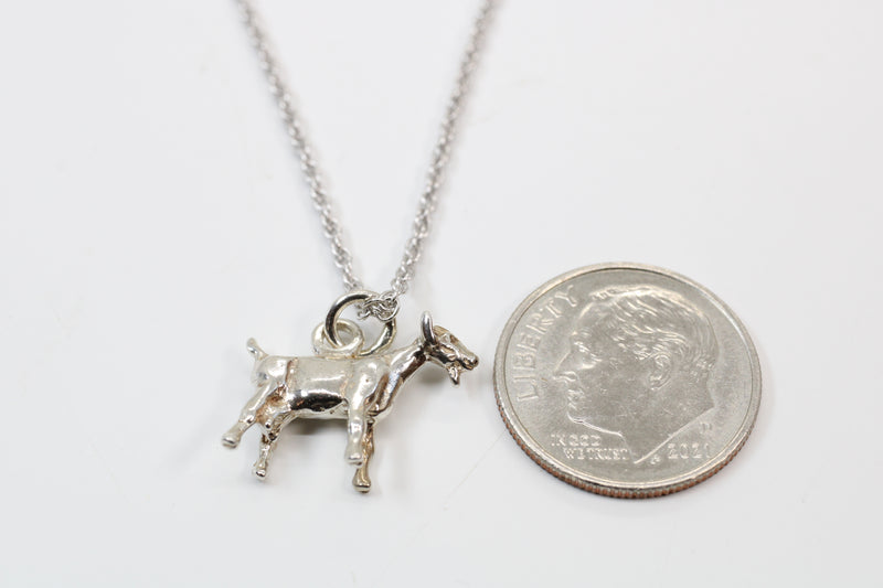 Silver Toggenburg Dairy Goat Necklace with 925 Sterling Silver 3D Goat