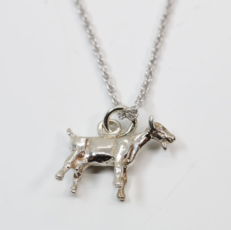 Silver Toggenburg Dairy Goat Necklace with 925 Sterling Silver 3D Goat