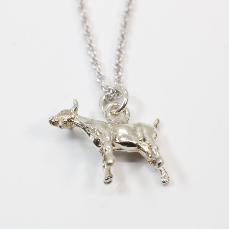 Silver Toggenburg Dairy Goat Necklace with 925 Sterling Silver 3D Goat