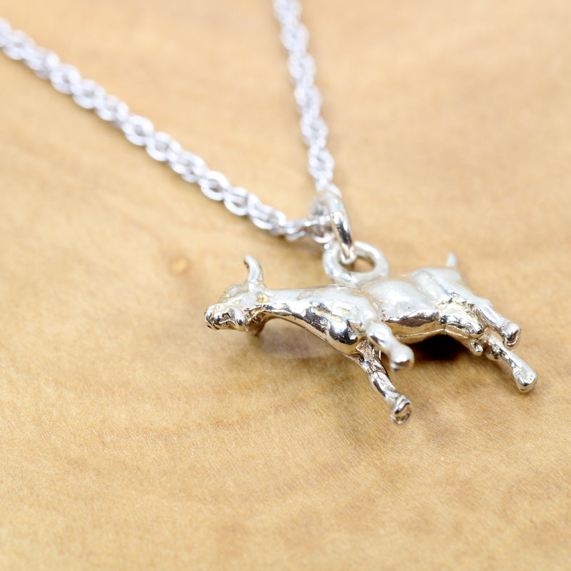 Silver Toggenburg Dairy Goat Necklace with 925 Sterling Silver 3D Goat