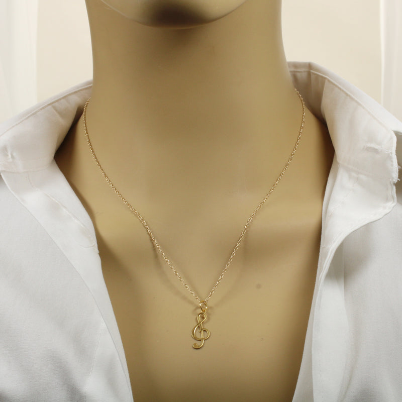 Gold Treble Clef Note Necklace for him or her made in 14kt gold vermeil