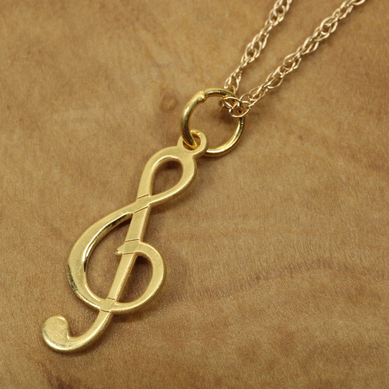 Gold Treble Clef Note Necklace for him or her made in 14kt gold vermeil