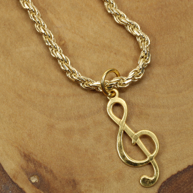 Gold Treble Clef Note Necklace for him or her made in 14kt gold vermeil