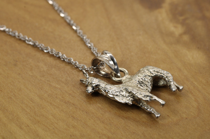 White Gold Llama Necklace in small size for her made in 14kt white gold