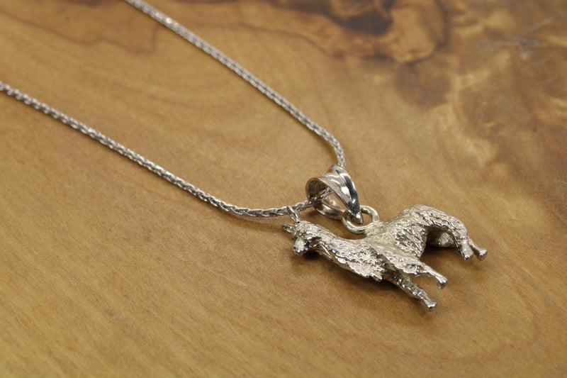 White Gold Llama Necklace in small size for her made in 14kt white gold