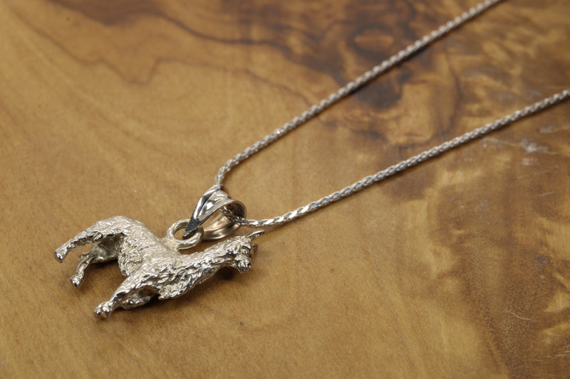 White Gold Llama Necklace in small size for her made in 14kt white gold