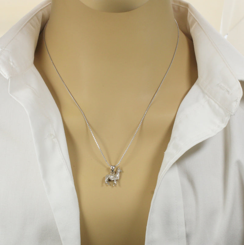 White Gold Llama Necklace in small size for her made in 14kt white gold