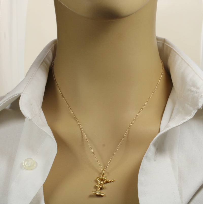 Gold Balance Beam Gymnast necklace made in 14kt gold Vermeil