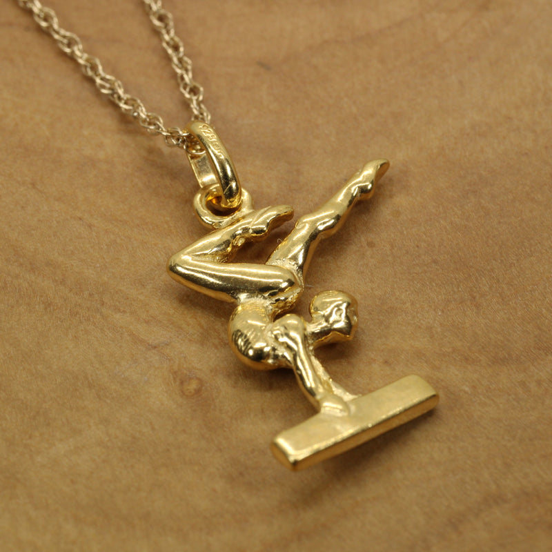 Gold Balance Beam Gymnast necklace made in 14kt gold Vermeil