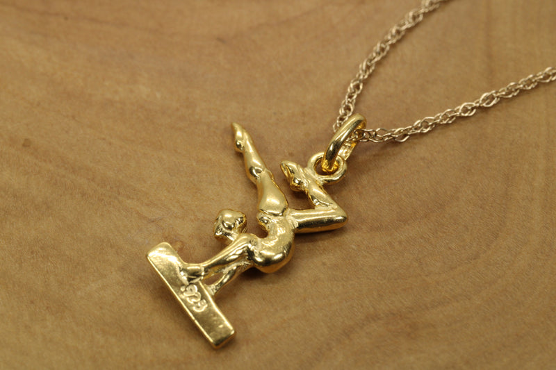 Gold Balance Beam Gymnast necklace made in 14kt gold Vermeil