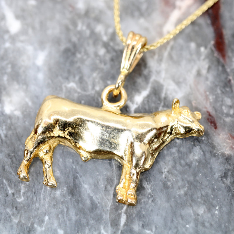 Gold Prize Bull Necklace for her made in Solid 14kt Gold