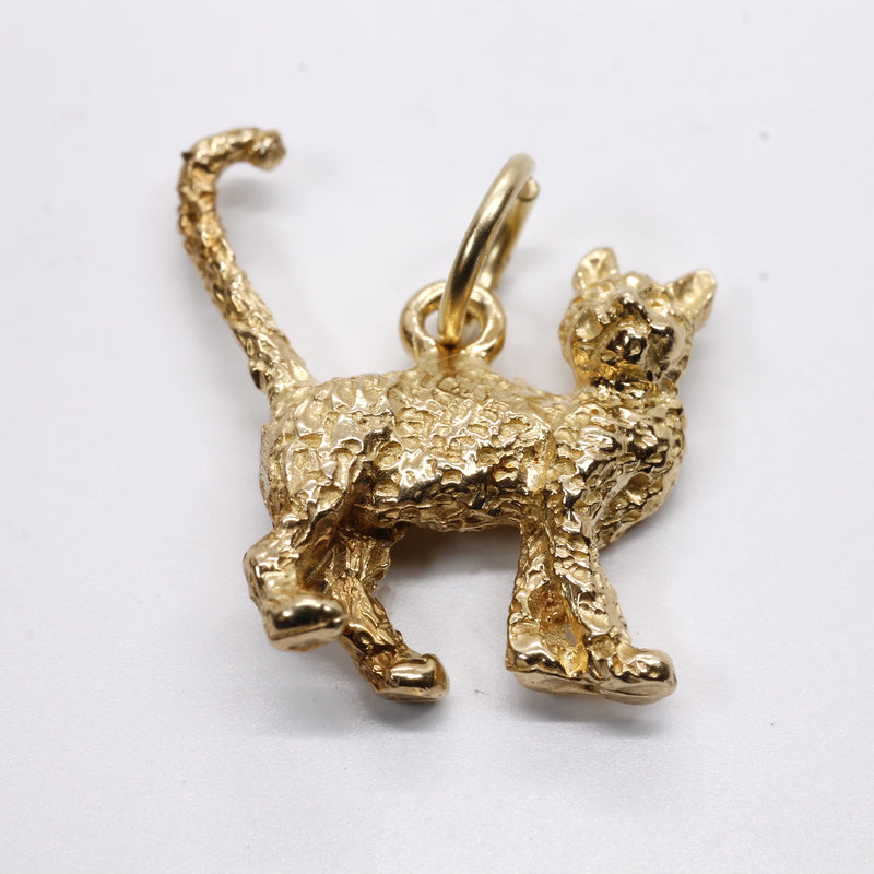 Gold Cat Charm with solid 14kt gold 3D House Cat