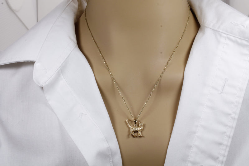 Gold Cat Necklace with solid 14kt gold 3D House Cat