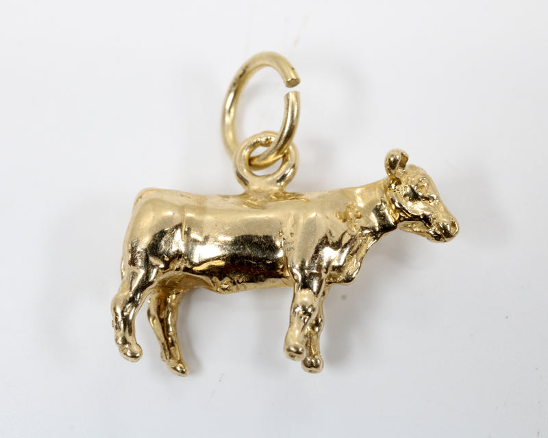 14kt Solid Gold Heifer Charm for her charm bracelet