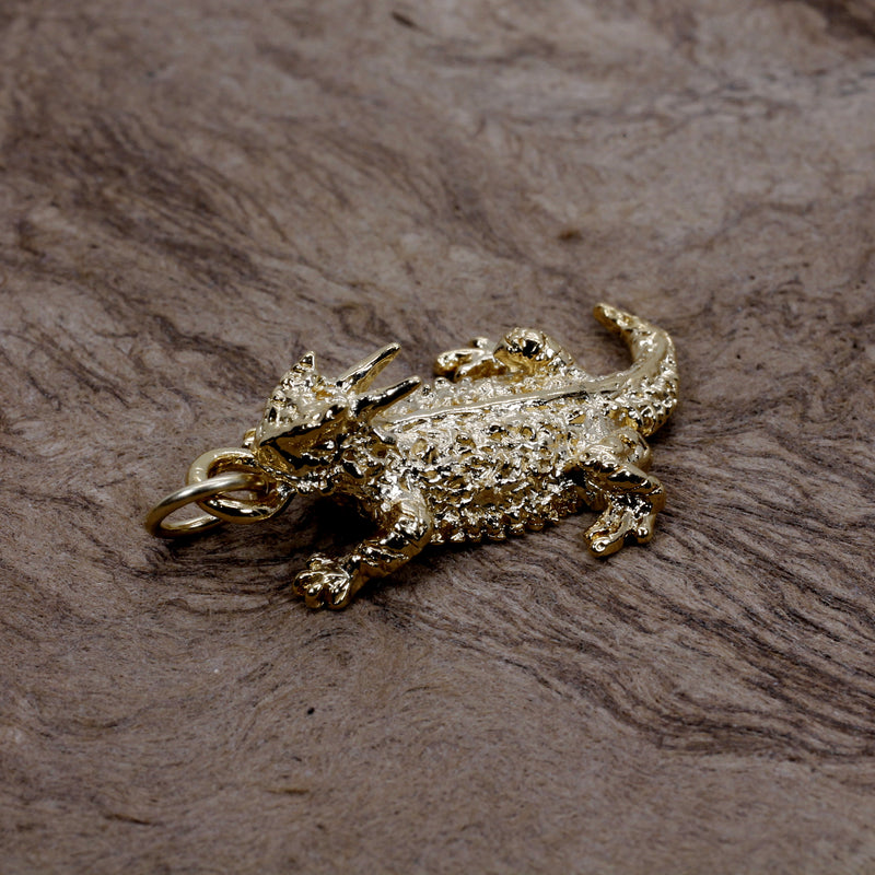 Gold Horned Toad Frog Charm made in solid 14kt Gold