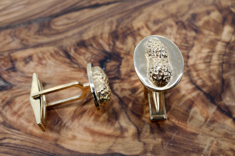 Real 14kt Gold Peanut Cuff Links For Him