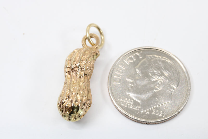 Gold Peanut Charm in Real 14kt Gold and in Medium Size
