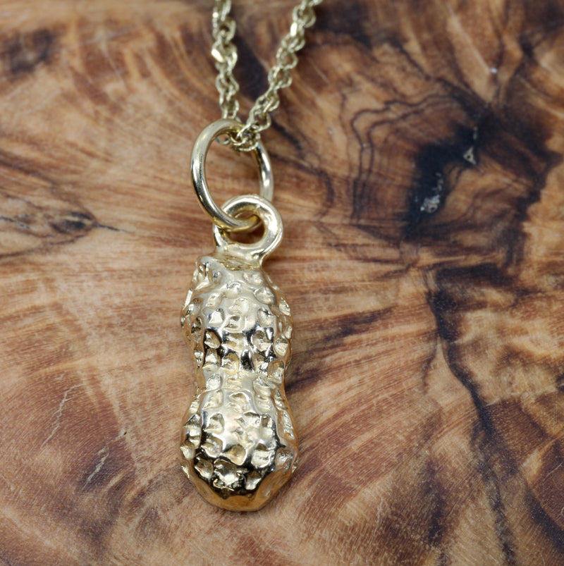 Tiny Gold Peanut Necklace in 14kt Gold with 1/2 shell Peanut Design