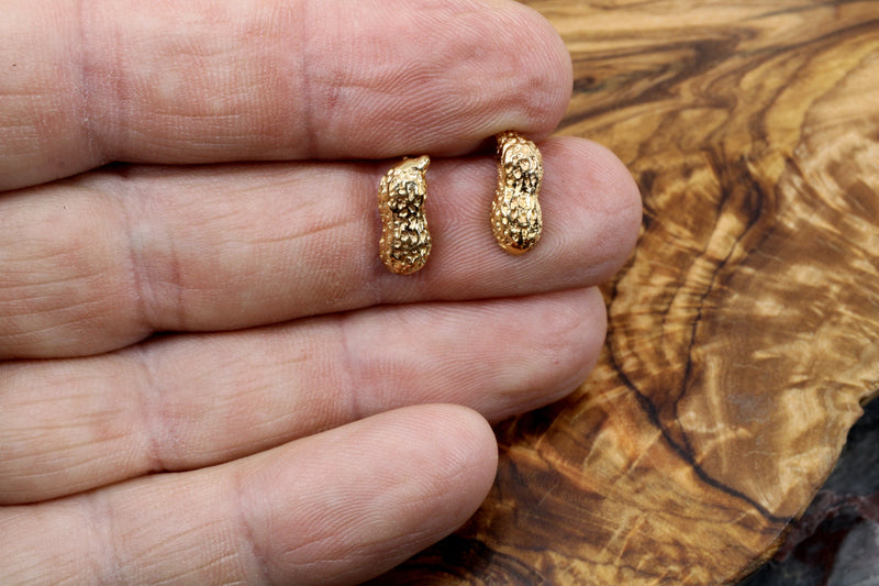 Real 14kt Gold Gold Peanut Stud Earrings in small size for new mom