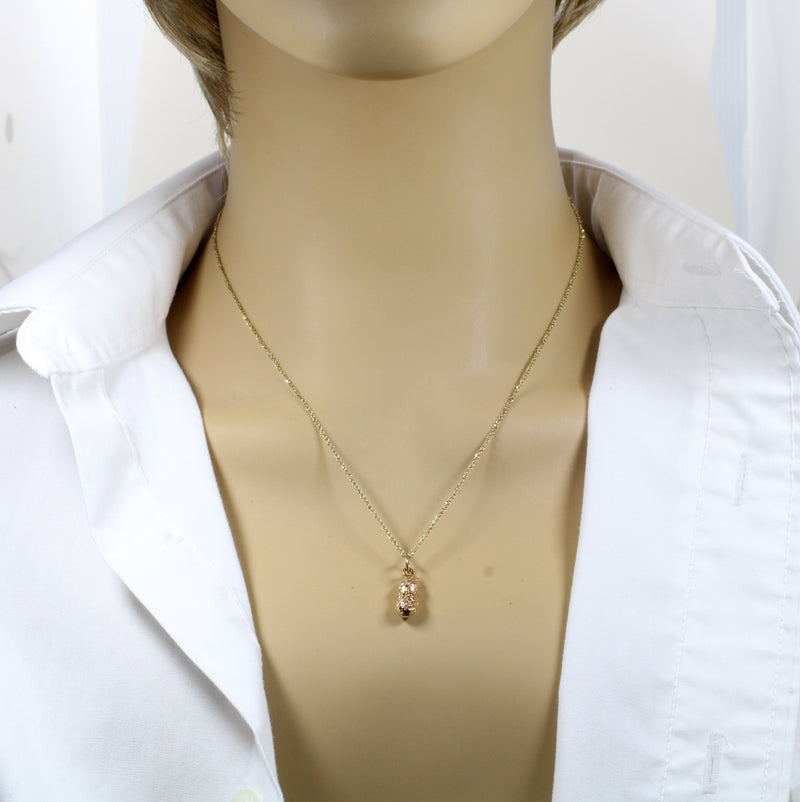 Tiny Gold Peanut Necklace for new mom made in real 14kt Gold