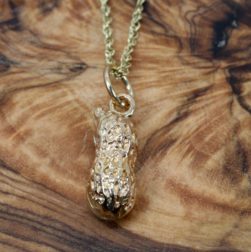Tiny Gold Peanut Necklace for new mom made in real 14kt Gold