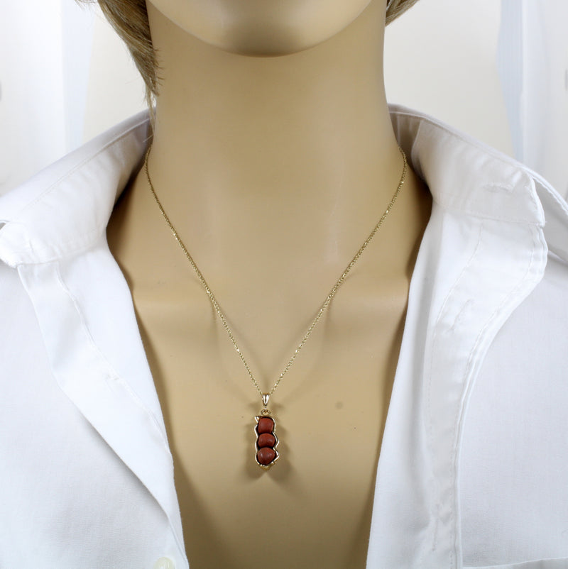 Red Jasper Peanut Necklace with solid 14k gold peanut