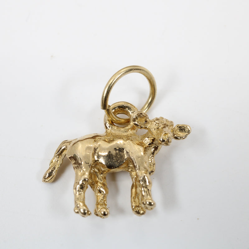 Tiny Calf Charm made in 14kt Solid Yellow Gold