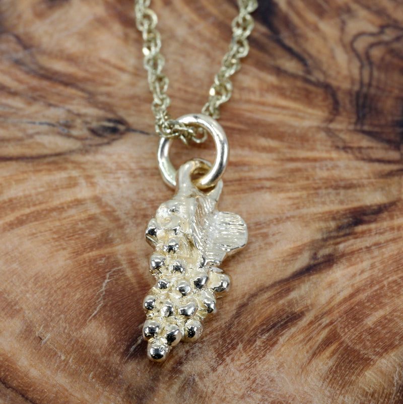 Tiny Gold Grape Cluster Necklace made in solid 14kt gold for her