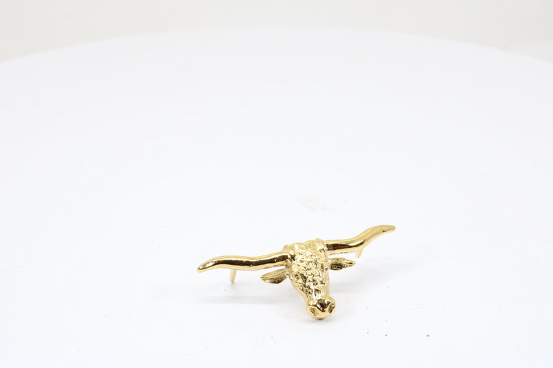 Texas Longhorn Hat Pin For Him with 14kt Gold Vermeil Longhorn