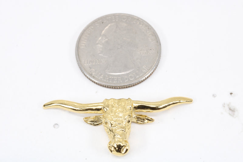 Texas Longhorn Hat Pin For Him with 14kt Gold Vermeil Longhorn