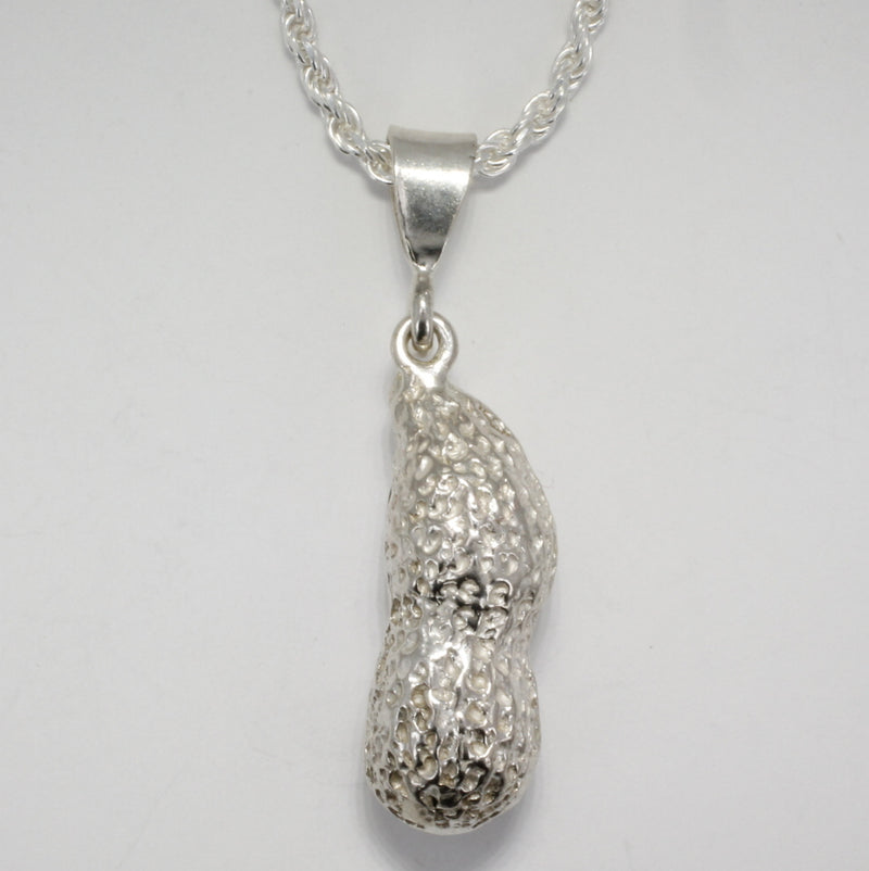 925 Sterling Silver Jumbo Whole Shell Peanut Pendant without the chain