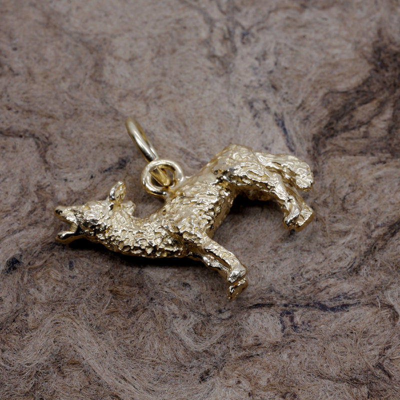 Gold Coyote Charm with solid 14kt gold 3D Howling Coyote