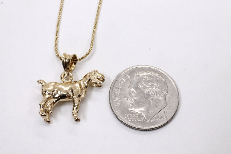 Gold Nubian Dairy Goat Necklace with solid 14kt gold 3D Goat