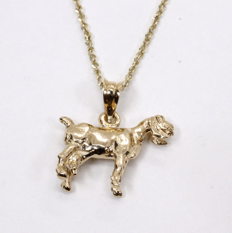 Gold Nubian Dairy Goat Necklace with solid 14kt gold 3D Goat