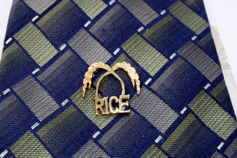 Gold Rice Logo Tie Tack for Him made in solid 14kt Gold