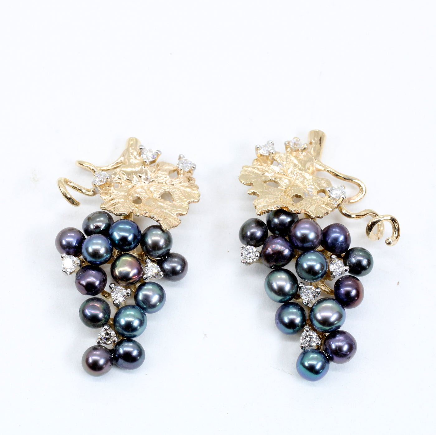 Buy Tiny 14kt Gold Grape Cluster With Leaf Dangle Earrings on Online in  India  Etsy
