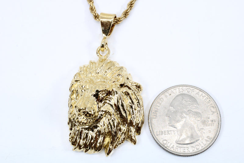Extra-Large Lion Head Necklace in 14kt Gold Vermeil for him or her