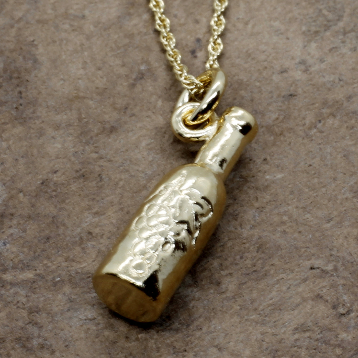 14kt Gold Vermeil Wine Bottle Necklace for Wine Lover Gift