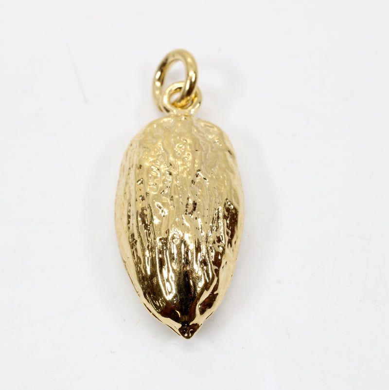 Gold Vermeil Almond Charm with Actual Size Almond For Her Bracelet
