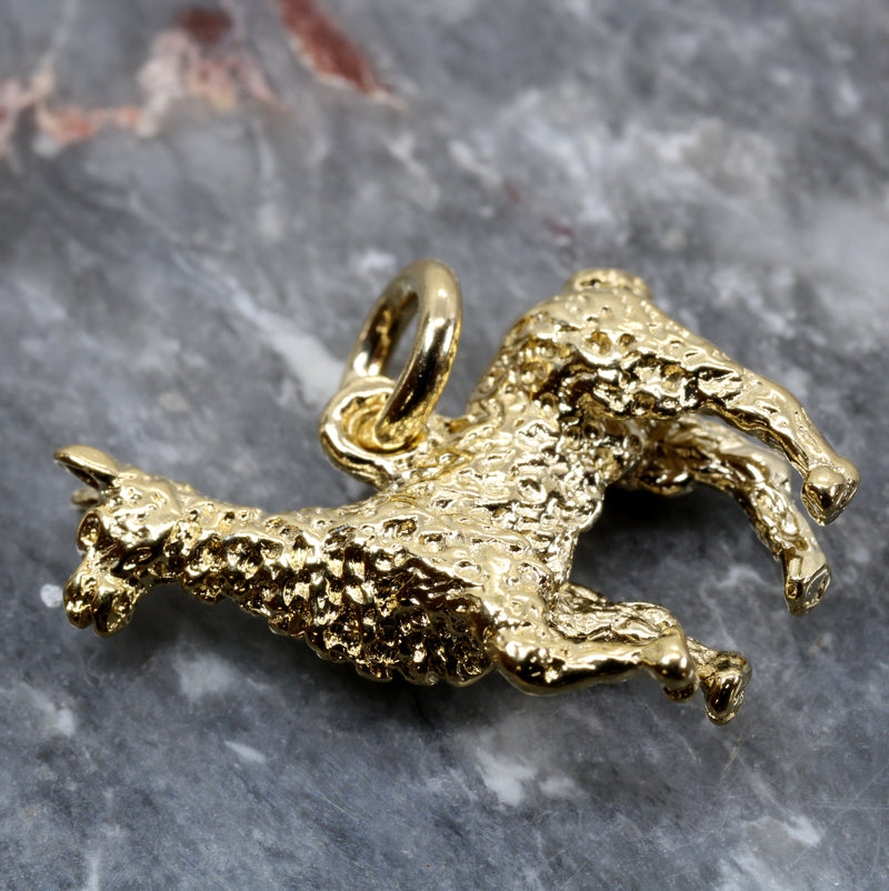 Larger Gold Llama Charm for Bracelet made in 14kt Gold Vermeil